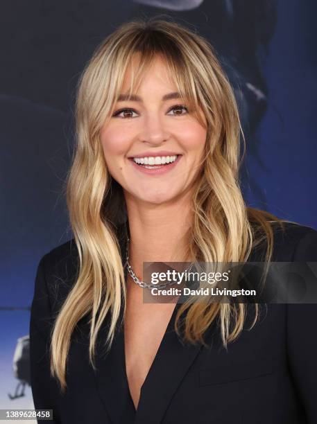 Hassie Harrison attends the Los Angeles premiere of "Ambulance" at the Academy Museum of Motion Pictures on April 04, 2022 in Los Angeles, California.