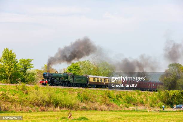 uk steam train on an express nostalgic tour - steam train bildbanksfoton och bilder