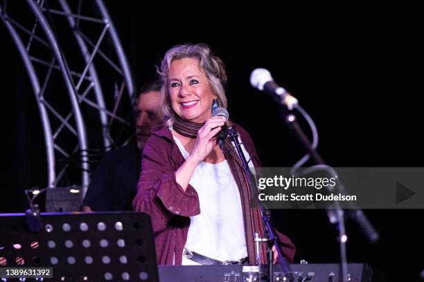 Singer Mary Harris of the band Ambrosia and Tin Drum performs onstage during a Concert for Ukraine benefiting Save the Children's "Children's...