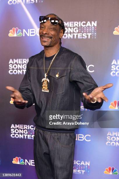 Snoop Dogg attends NBC's "American Song Contest" Week 3 Red Carpet at Universal Studios Hollywood on April 04, 2022 in Universal City, California.