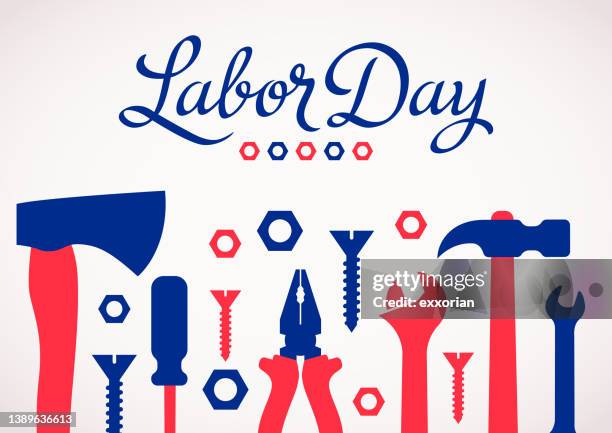 labor day work tools - schraubenmutter stock-grafiken, -clipart, -cartoons und -symbole