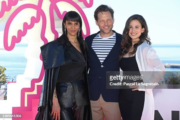 Tamara Marthe , Jamie Bamber and Lucie Lucas attend the "Cannes Confidential" photocall during the 5th Canneseries Festival on April 05, 2022 in...