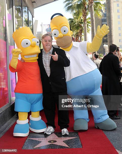 Creator Matt Groening of "The Simpsons" is honored on The Hollywood Walk of Fame on February 14, 2012 in Hollywood, California.