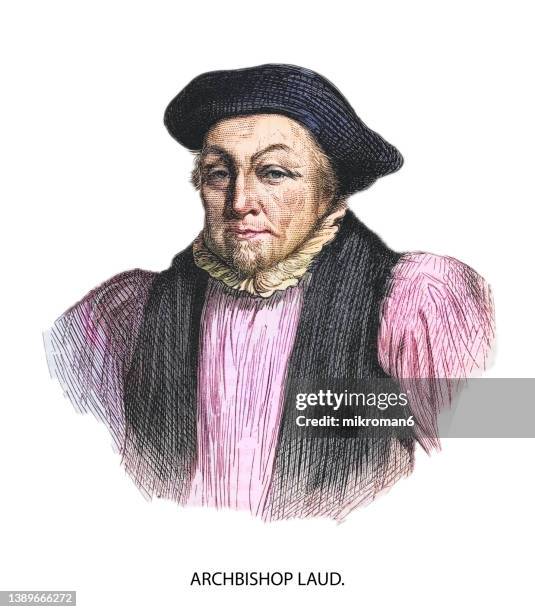 old engraved illustration of william laud (7 october 1573 – 10 january 1645)  bishop in the church of england and archbishop of canterbury - archbishop photos et images de collection