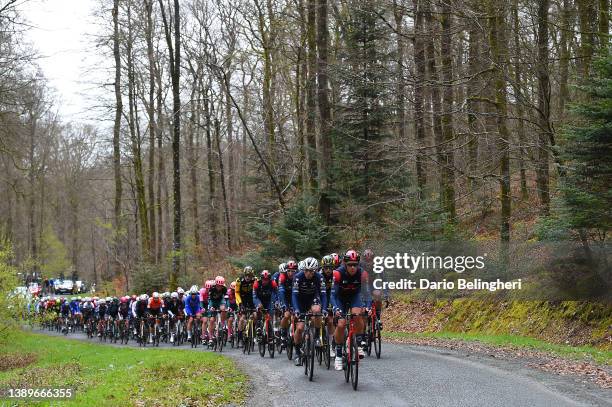 Stan Van Tricht of Belgium and Team Quick-Step - Alpha Vinyl and Cameron Wurf of Australia and Team INEOS Grenadiers lead the peloton during the 68th...