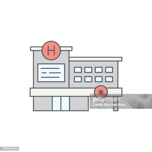 hospital flat line icon with editable stroke - medical symbol stock illustrations