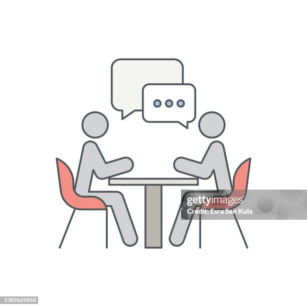 meeting flat line icon with editable stroke - conference table white background stock illustrations