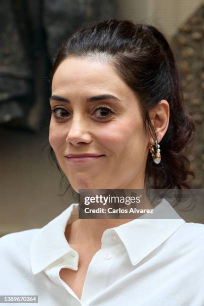 Actress Cansu Dere poses during her presentation as the new ambassador of the Hard Rock Hotel Madrid on April 05, 2022 in Madrid, Spain.