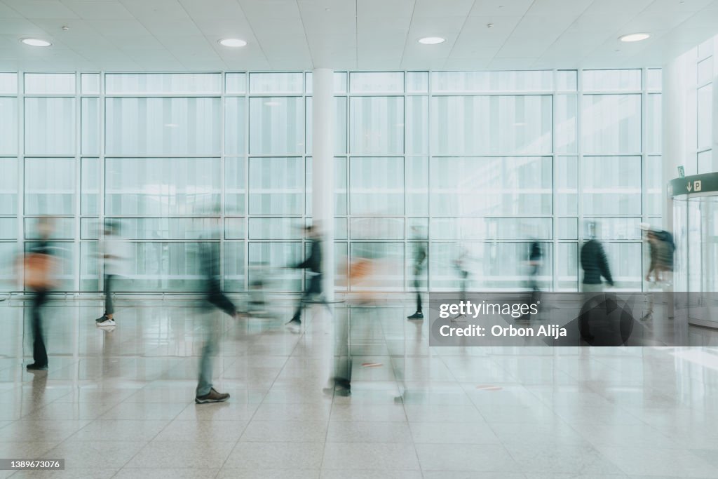 People blurry in motion
