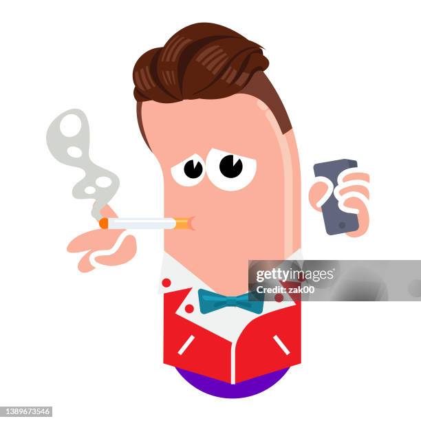comics - man smoking cigarette stock illustrations