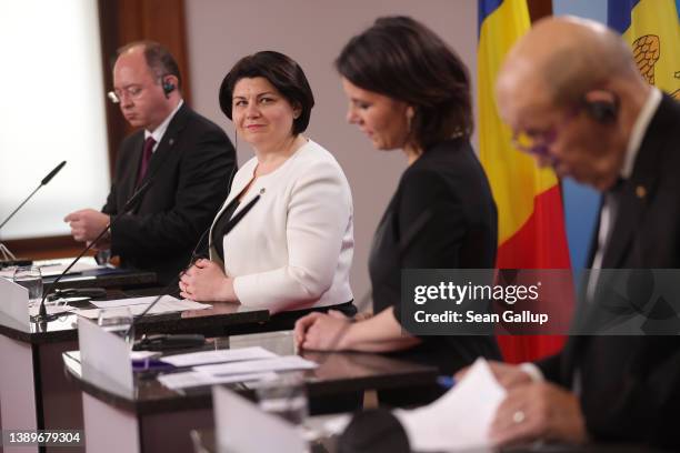 Romanian Foreign Minister Bogdan Aurescu, Moldovan Prime Minister Natalia Gavrilita, German Foreign Minister Annalena Baerbock and French Foreign...