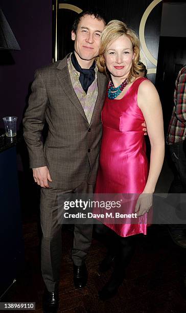 Cast members Tobias Menzies and Nancy Carroll attend an after party following the press night performance of Donmar Warehouse's 'The Recruiting...