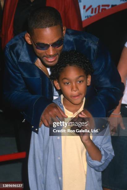 American rapper and actor Will Smith and his son, Trey Smith, attend the 18th annual MTV Video Music Awards at the Metropolitan Opera House, New...