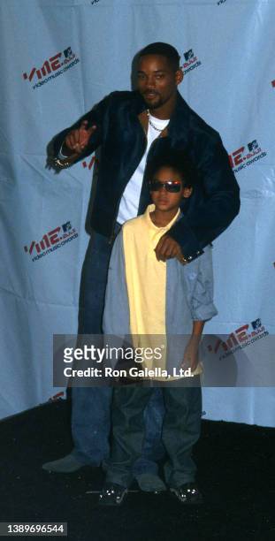 American rapper and actor Will Smith and his son, Trey Smith, attend the 18th annual MTV Video Music Awards at the Metropolitan Opera House, New...