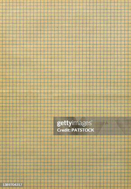 old yellowed graph checked sheet of paper. - ruitjespapier stockfoto's en -beelden