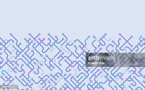 circuit connection networking abstract background pattern border - bottom stock illustrations