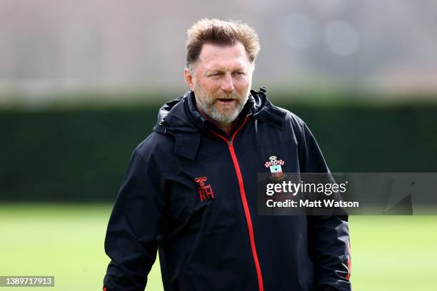 Southampton manager Ralph Hasenhüttl during a Southampton FC training session at the Staplewood Campus on April 05, 2022 in Southampton, England.