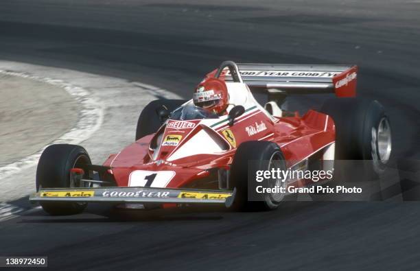 Niki Lauda of Austria drives the Scuderia Ferrari SpA Ferrari 312T2 Ferrari flat-12 during the John Player British Grand Prix 18th July 1976 at the...