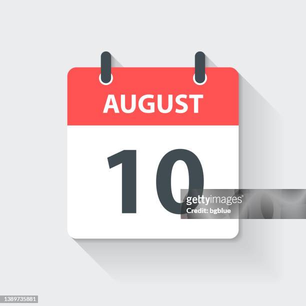 august 10 - daily calendar icon in flat design style - number 10 stock illustrations