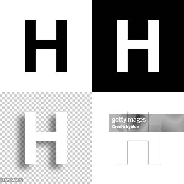 buchstabe h. symbol für design. leere, weiße und schwarze hintergründe - liniensymbol - buchstabe h stock-grafiken, -clipart, -cartoons und -symbole