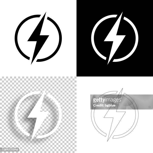 stockillustraties, clipart, cartoons en iconen met power - lightning. icon for design. blank, white and black backgrounds - line icon - lightening bolt backgrounds