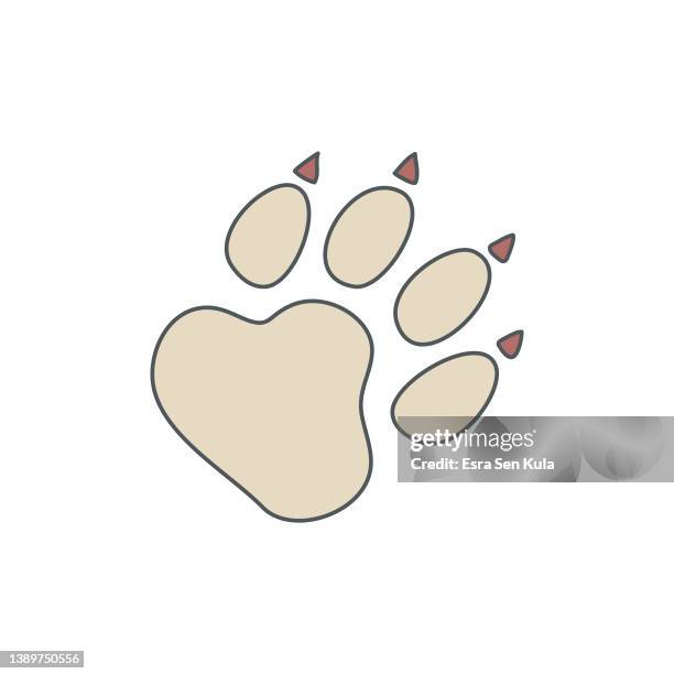 wild life flat line icon mit bearbeitbarem strich - bear paw print stock-grafiken, -clipart, -cartoons und -symbole
