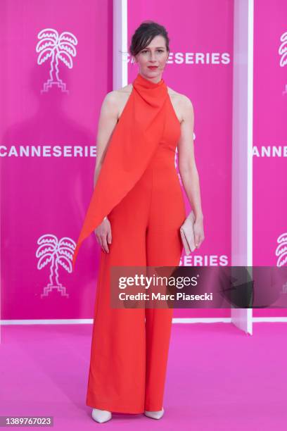 Katharina Hauter attends the pink carpet during the 5th Canneseries Festival - Day Five on April 05, 2022 in Cannes, France.