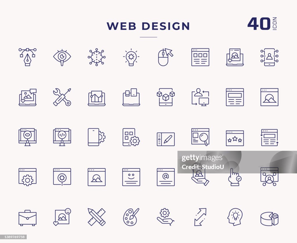 Iconos de línea de trazo editables de diseño web
