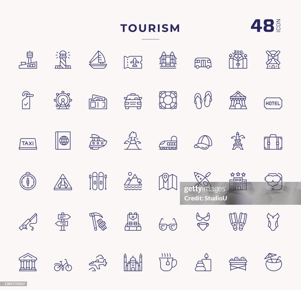 Tourism Editable Stroke Line Icons