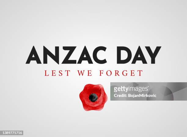 anzac day, lest we forget poster. vector - remembrance day icon stock illustrations