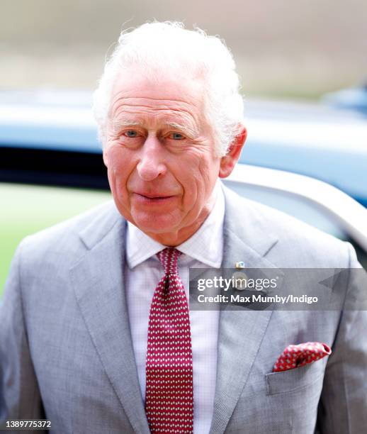 Prince Charles, Prince of Wales arrives to view the Francisco de Zurbarán art collection, Jacob and His Twelve Sons, at Auckland Castle on April 5,...