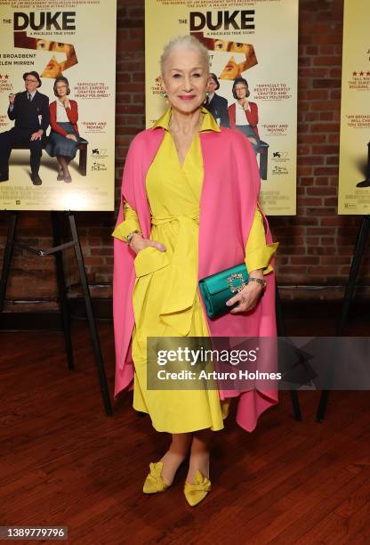 Helen Mirren attends a screening of "The Duke" hosted by Sony Pictures Classics & The Cinema Society at Tribeca Screening Room on April 05, 2022 in...