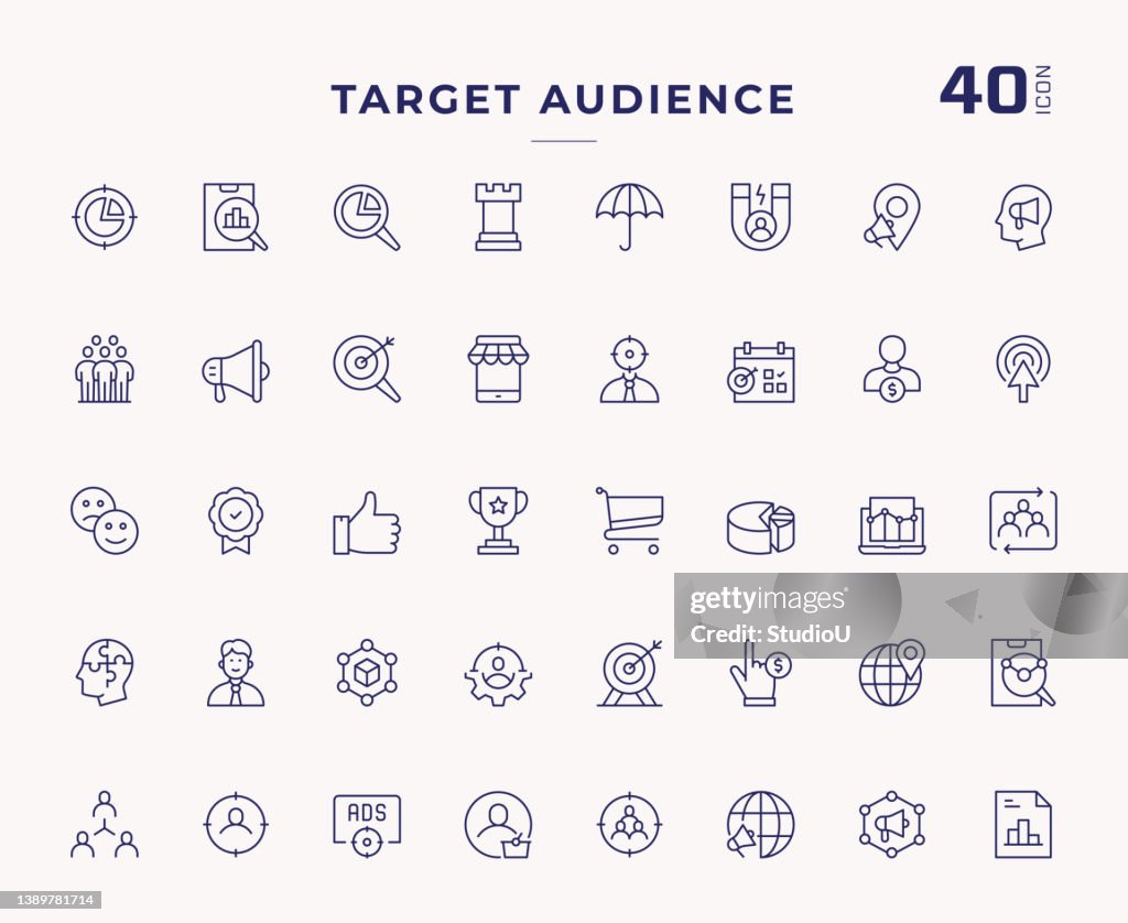 Target Audience Editable Stroke Line Icons
