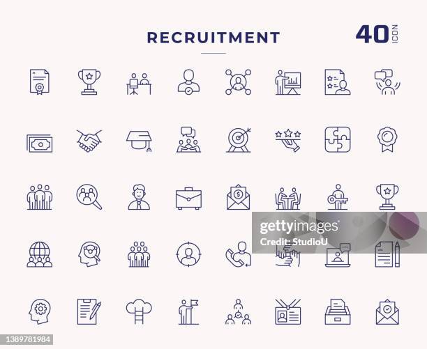 recruitment editable stroke line icons - case manager stock illustrations