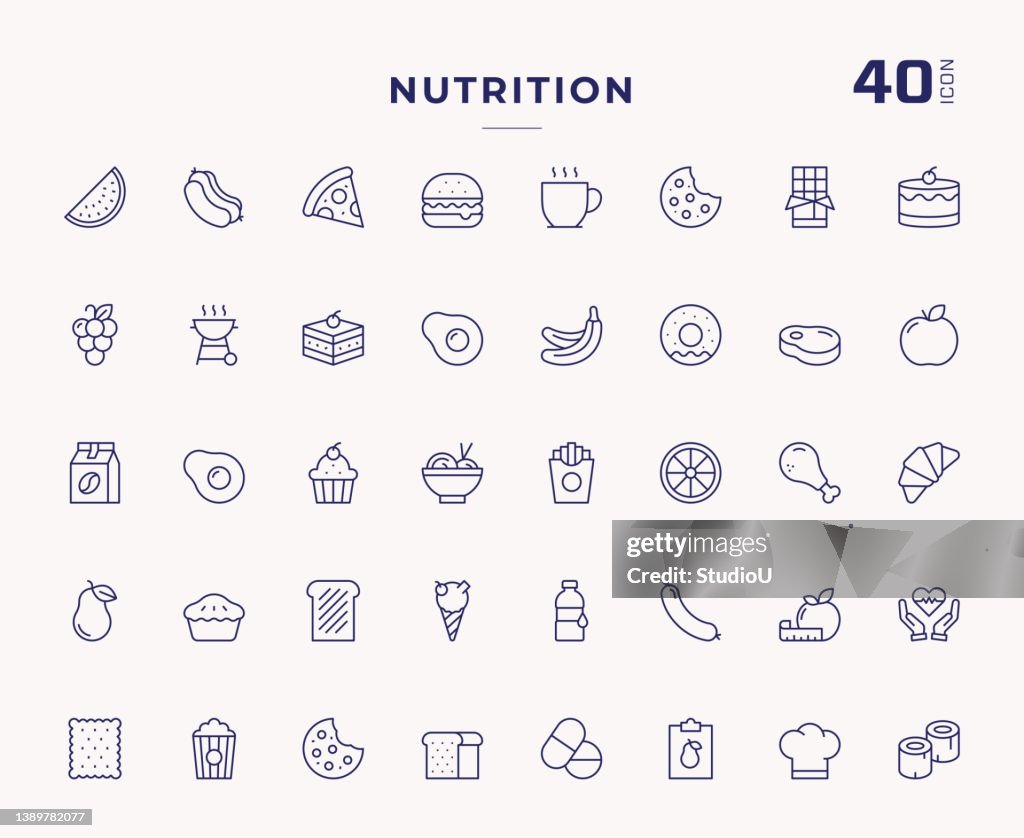 Nutrition Editable Stroke Line Icons