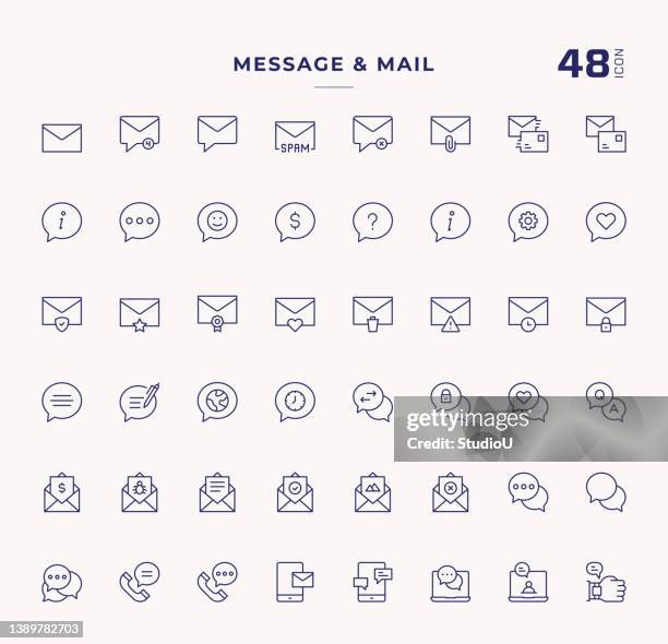 message and mail editable stroke line icons - q and a stock illustrations