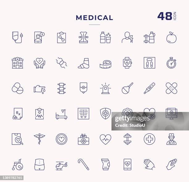 ilustrações, clipart, desenhos animados e ícones de ícones da linha de avc editável médico - laboratório médico