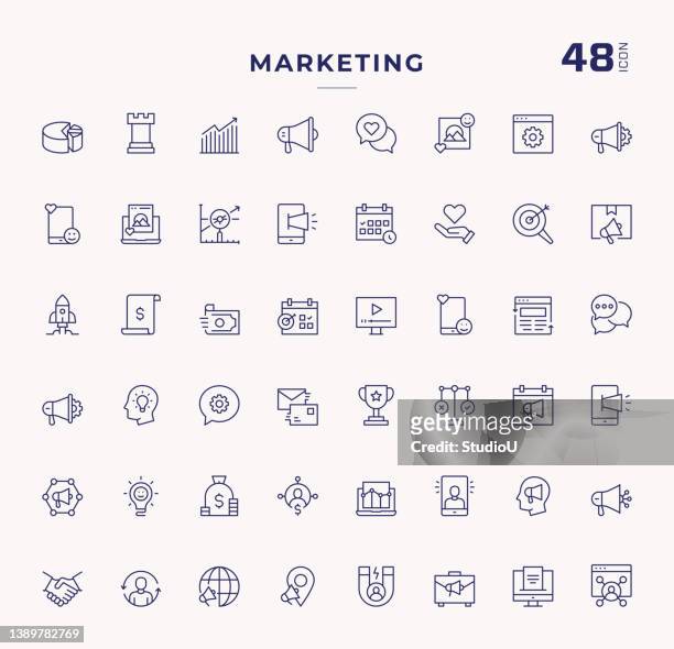 marketing editable stroke line icons - content stock illustrations