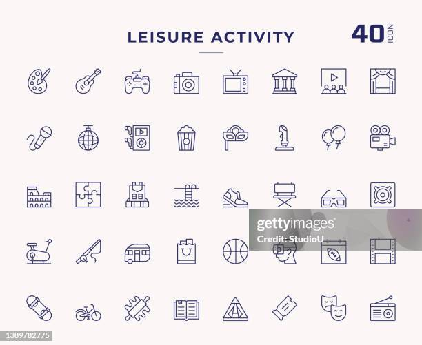 leisure activity editable stroke line icons - directors chair stock illustrations