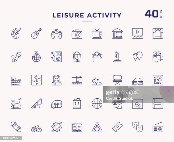 leisure activity editable stroke line icons - 3d glasses 幅插畫檔、美工圖案、卡通及圖標
