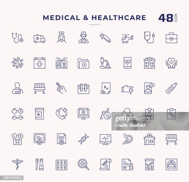 bearbeitbare strichliniensymbole für das gesundheitswesen - augenheilkunde stock-grafiken, -clipart, -cartoons und -symbole