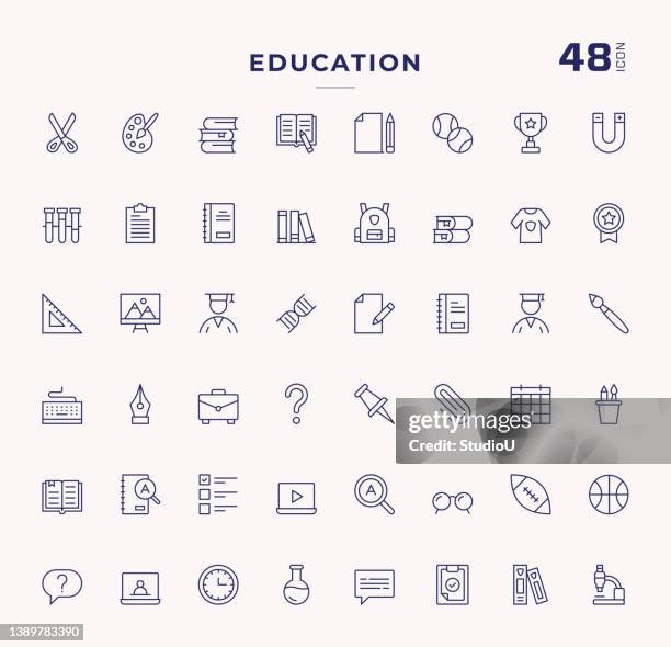 ilustrações de stock, clip art, desenhos animados e ícones de education editable stroke line icons - u know