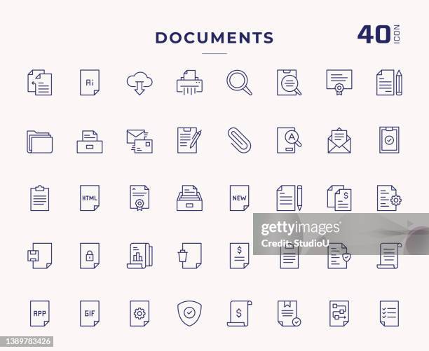 documents editable stroke line icons - dossier document 幅插畫檔、美工圖案、卡通及圖標