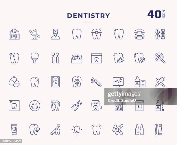 dentistry editable stroke line icons - root canal stock illustrations