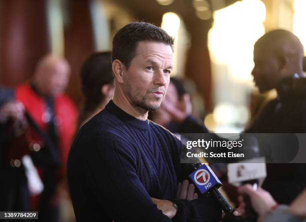 Mark Wahlberg attends a special screening of Father Stu with Mark Wahlberg and Rosalind Ross at AMC Boston Commons on April 05, 2022 in Boston,...