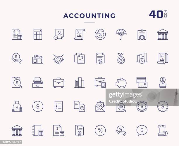 accounting editable stroke line icons - business spreadsheet stock illustrations