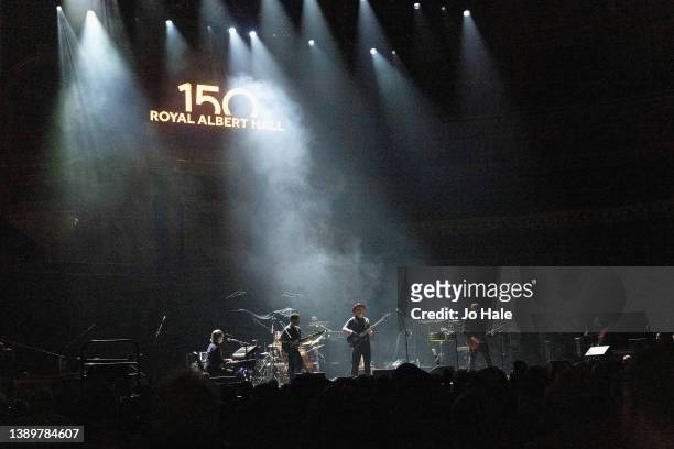 Jah Wobble performs on stage at the Royal Albert Hall on April 05, 2022 in London, England.