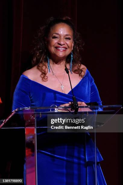 Vision Honoree Debbie Allen accepts an award onstage during the Dance Theater of Harlem Annual Vision Gala honoring Debbie Allen on April 05, 2022 in...