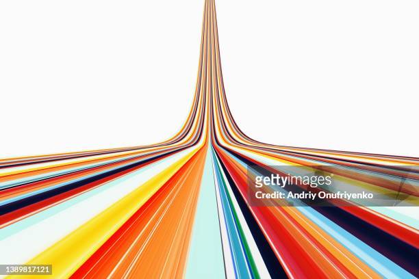 abstract multi colored striped ramp moving up - geschwindigkeit stock-fotos und bilder