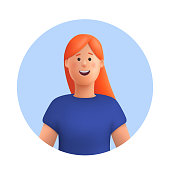 Young smiling woman Mia avatar. 3d vector people character illustration. Cartoon minimal style.